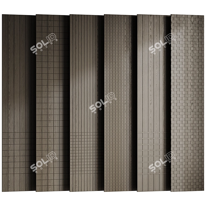 Wooden Decorative Panels Set - Square Cutouts 3D model image 5