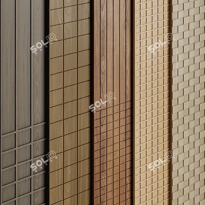 Wooden Decorative Panels Set - Square Cutouts 3D model image 6