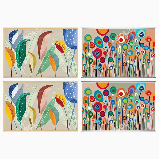 Wall Picture Set with Frames 3D model image 3