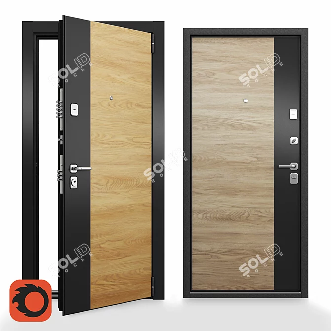 Ultimate Security Door with Urban Design 3D model image 1