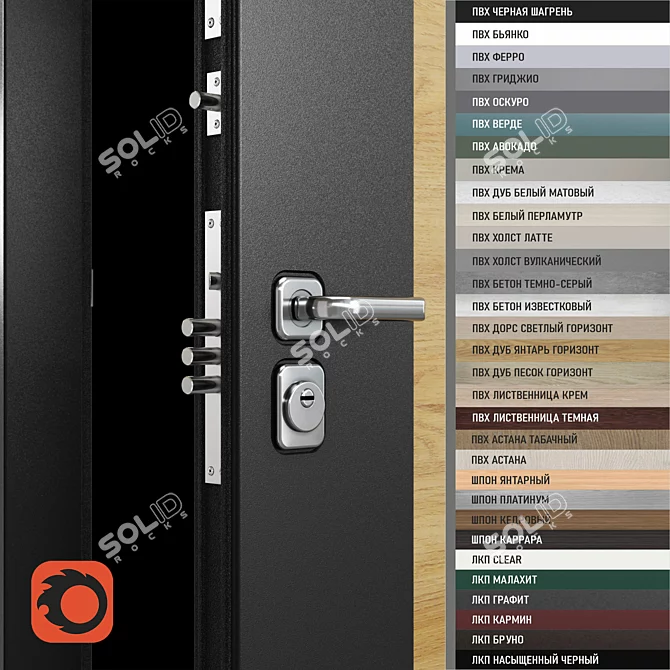 Ultimate Security Door with Urban Design 3D model image 2