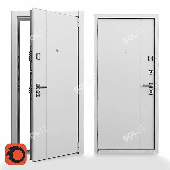 Ultimate Security Door with Urban Design 3D model image 3