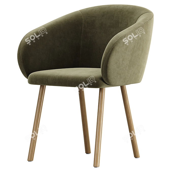 Sleek Modern Nasu Armchair 3D model image 3