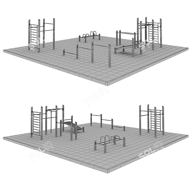 Eco-Style Outdoor Fitness Playground 3D model image 2