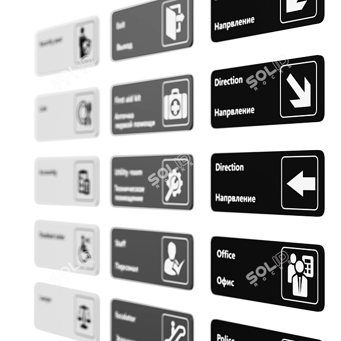 Multilingual Signage Set for Public Spaces 3D model image 4