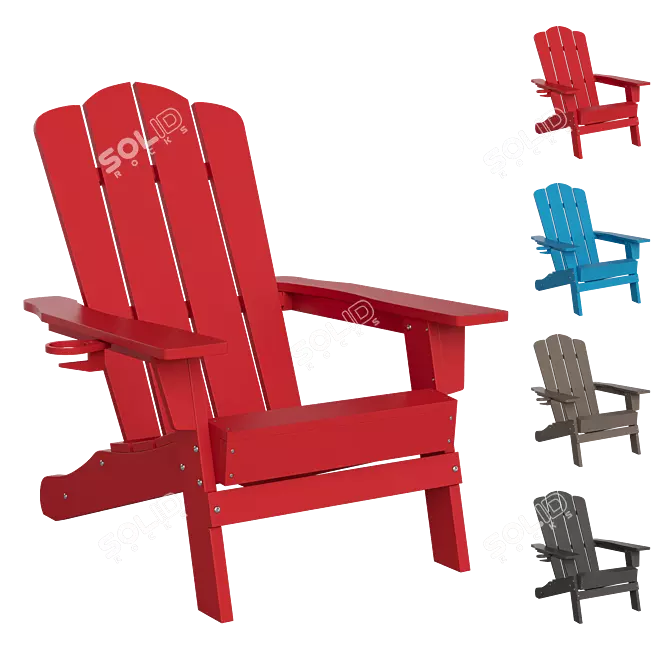 Adirondack Outdoor Chair with Cup Holder 3D model image 1