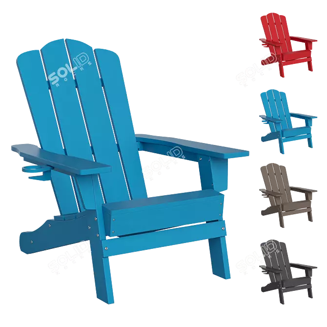 Adirondack Outdoor Chair with Cup Holder 3D model image 3