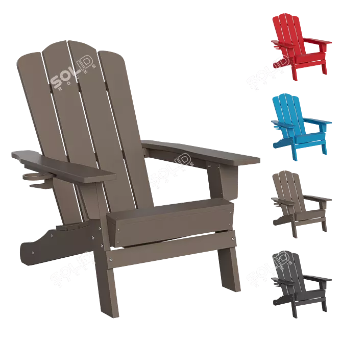 Adirondack Outdoor Chair with Cup Holder 3D model image 4