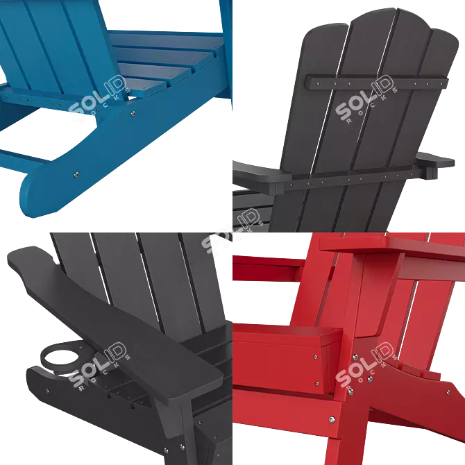 Adirondack Outdoor Chair with Cup Holder 3D model image 6