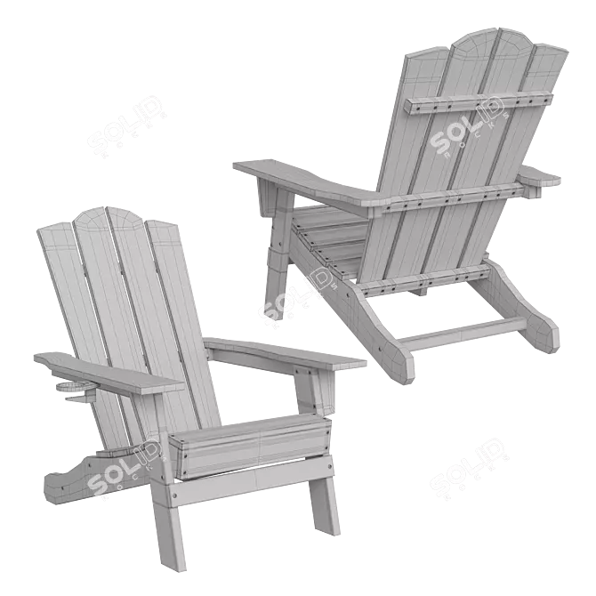 Adirondack Outdoor Chair with Cup Holder 3D model image 7