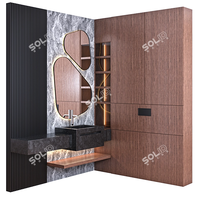 Modern Modular Bathroom Furniture 3D model image 1