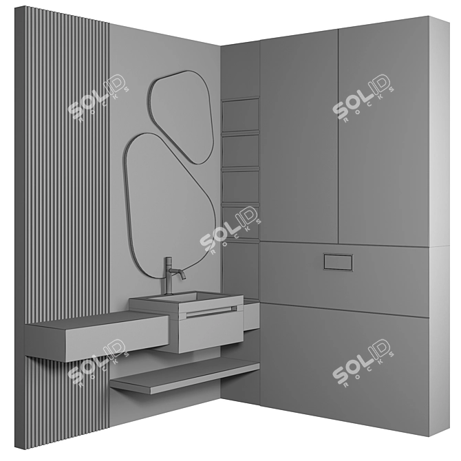 Modern Modular Bathroom Furniture 3D model image 4