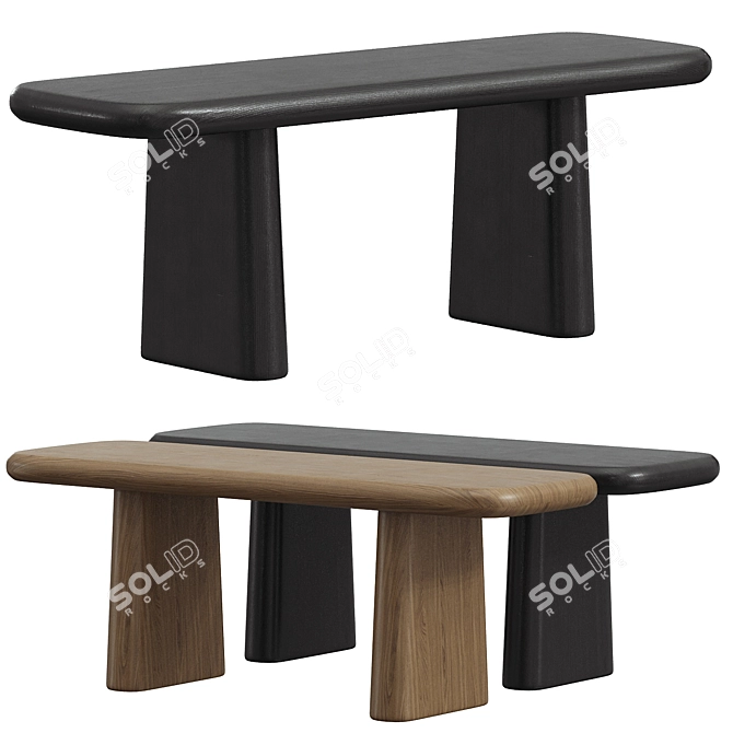 Elegant Nera Dining Bench 3D model image 1