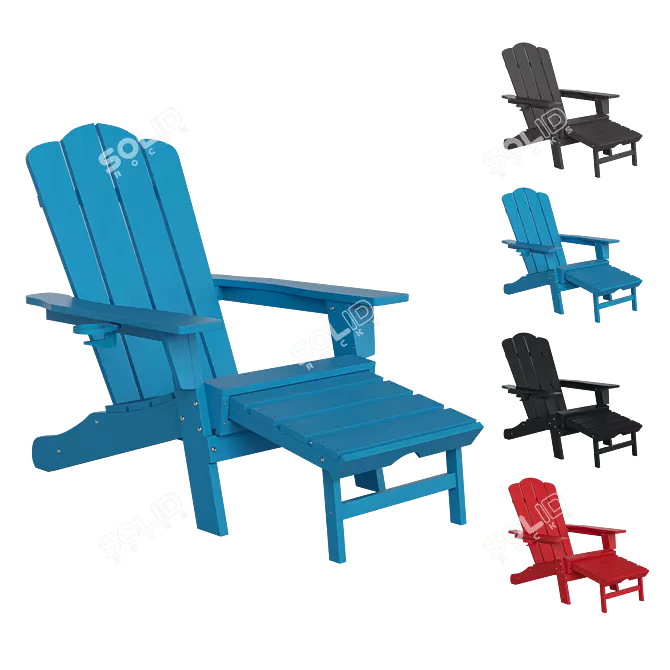 Outdoor Adirondack Chair with Cup Holder 3D model image 3