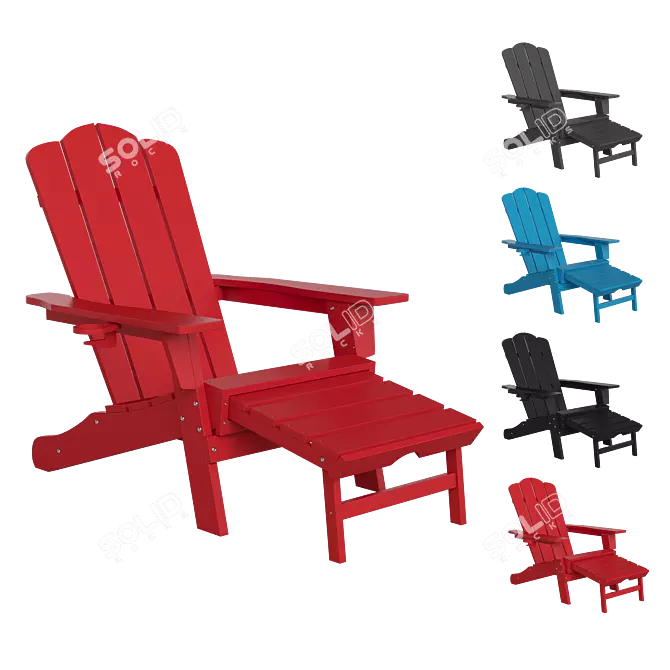 Outdoor Adirondack Chair with Cup Holder 3D model image 4