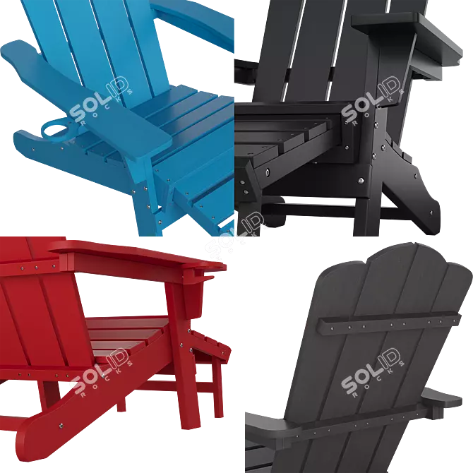 Outdoor Adirondack Chair with Cup Holder 3D model image 6