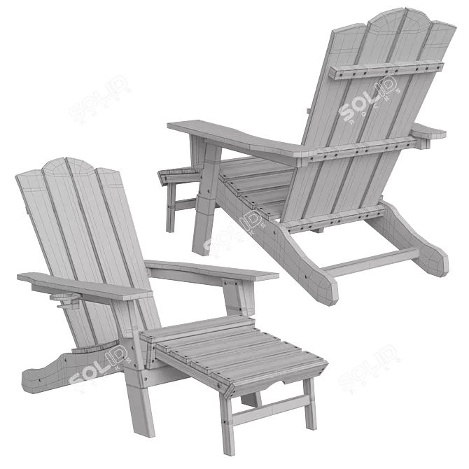 Outdoor Adirondack Chair with Cup Holder 3D model image 7