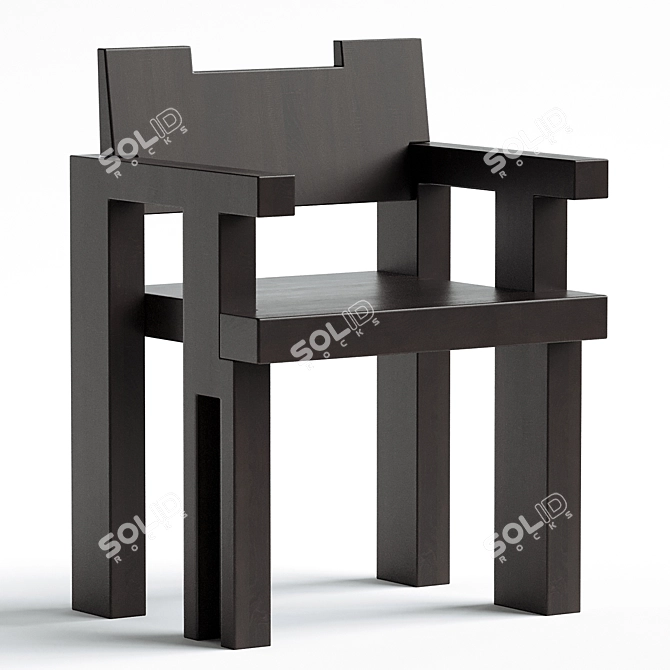 Modern Lacquered Wood Dining Seat 3D model image 1