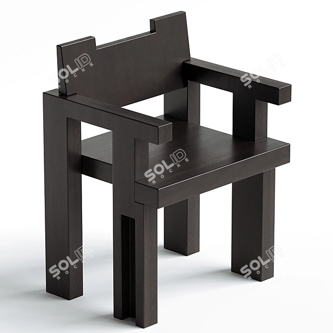 Modern Lacquered Wood Dining Seat 3D model image 2