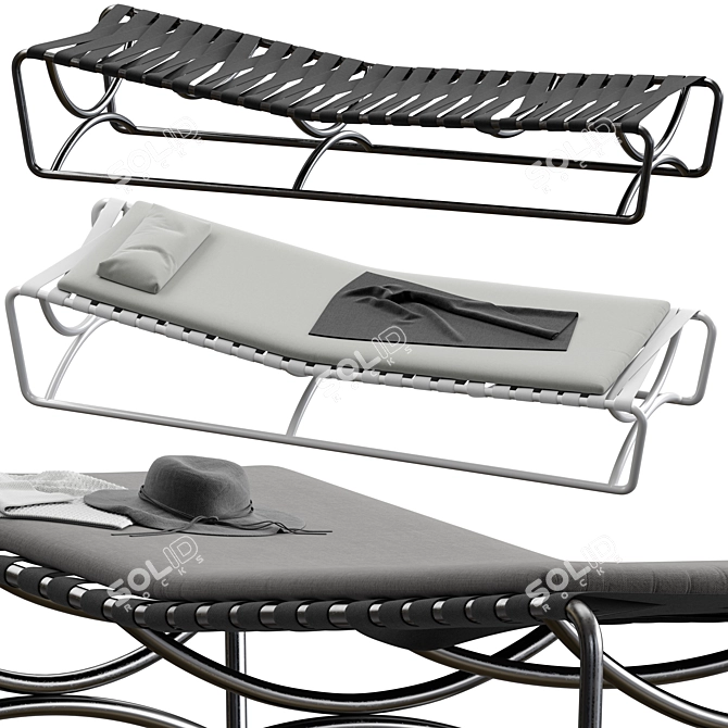 Modern Metal Daybed with Fabrics 3D model image 1