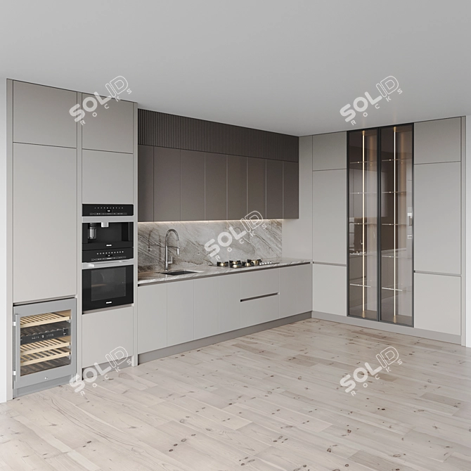 Modern Kitchen Interior Set 3D 3D model image 2