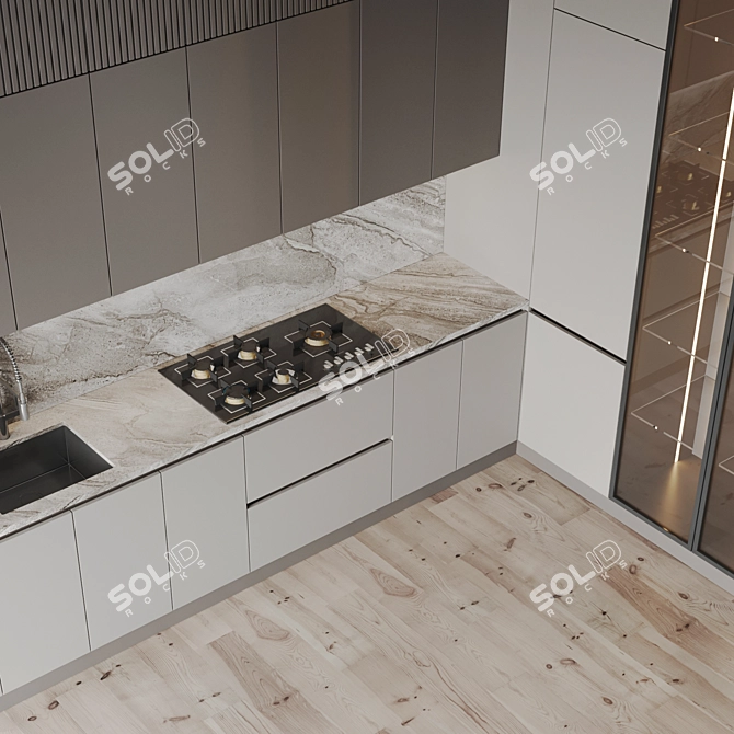 Modern Kitchen Interior Set 3D 3D model image 3