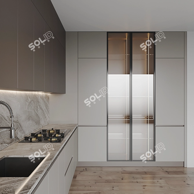 Modern Kitchen Interior Set 3D 3D model image 4