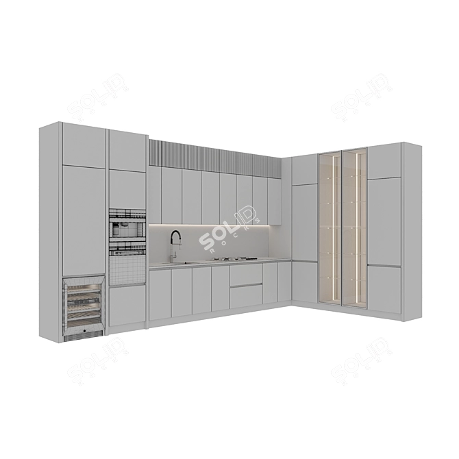 Modern Kitchen Interior Set 3D 3D model image 6