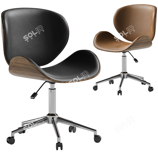 Sleek Chrome Base Office Chair 3D model image 1