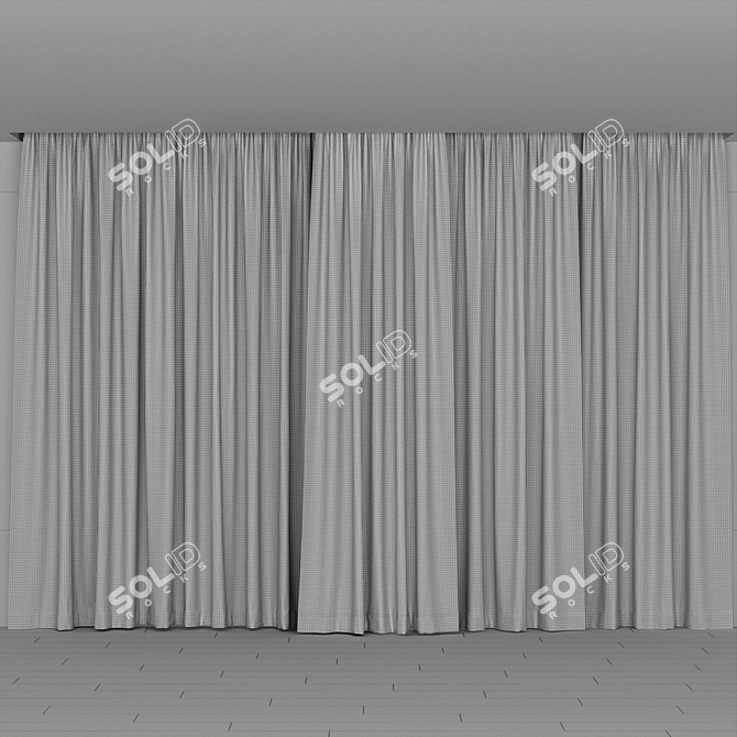 Embossed Curtain Set & Tulle 3D model image 3