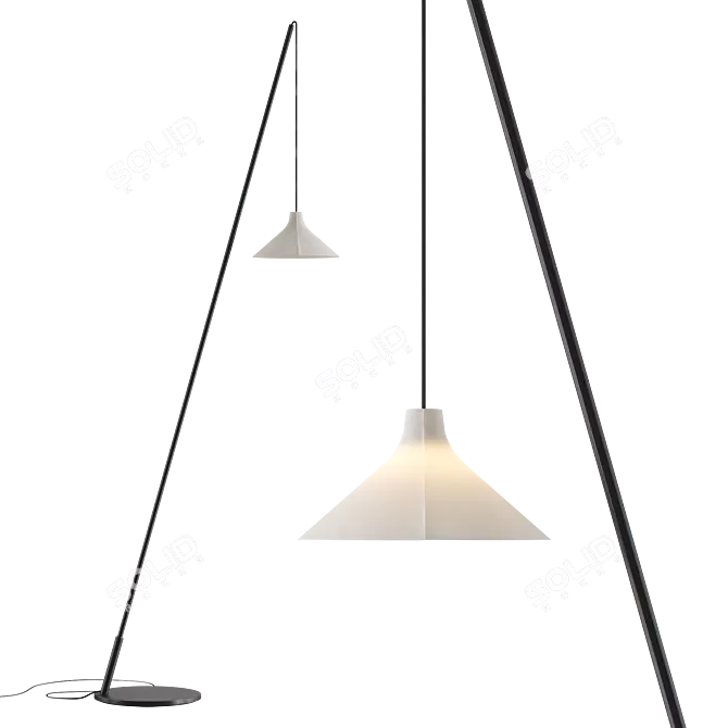 Modern White Seam Floor Lamp 3D model image 1