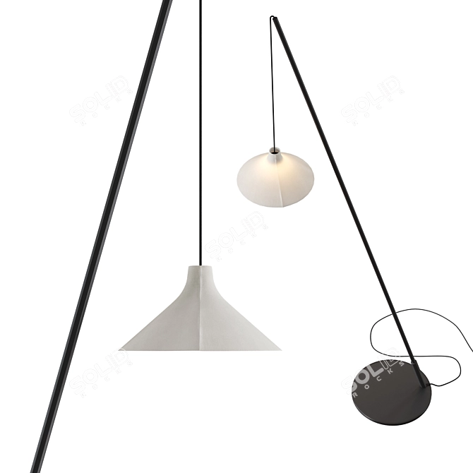 Modern White Seam Floor Lamp 3D model image 2