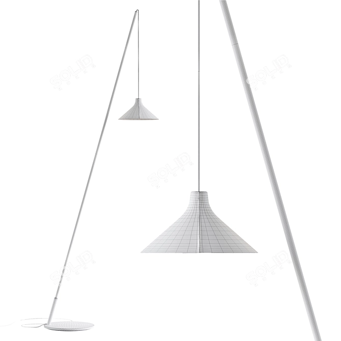 Modern White Seam Floor Lamp 3D model image 3