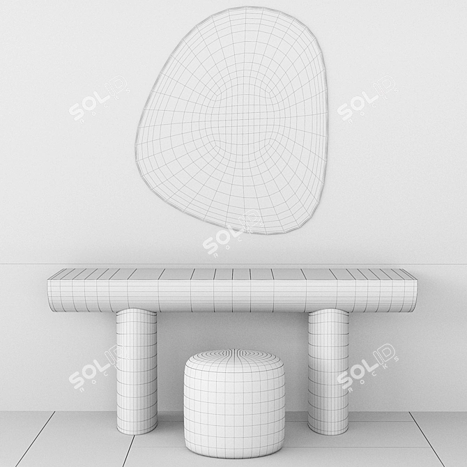 Elegant Console Table Set 02 3D model image 6