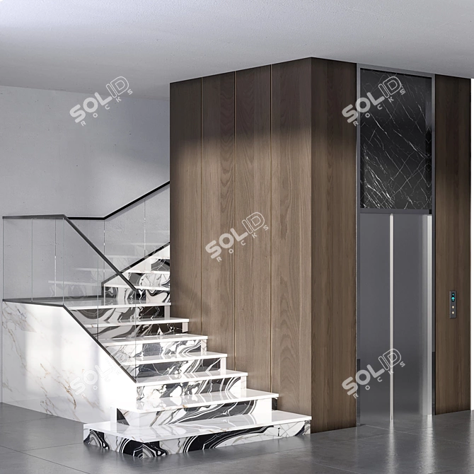 Compact Elevator & Stair Model 3D model image 2