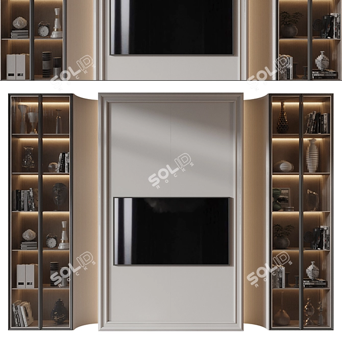 Modern TV Wall Decor Shelf 3D model image 1