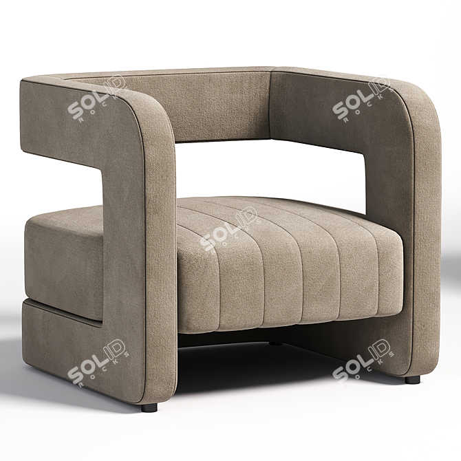 Elegant Art Deco Velvet Armchair 3D model image 1