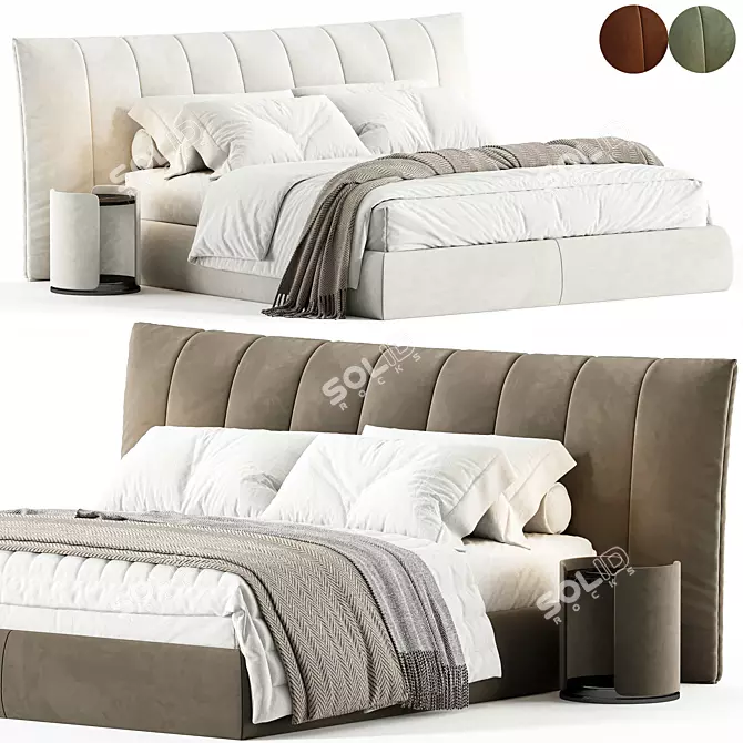 Modern Double Bed Frame 03 3D model image 1