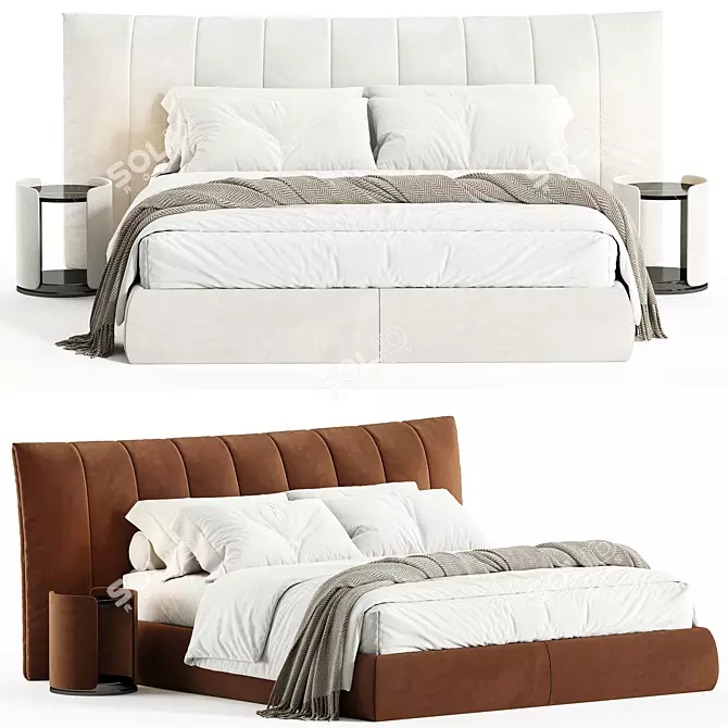 Modern Double Bed Frame 03 3D model image 3