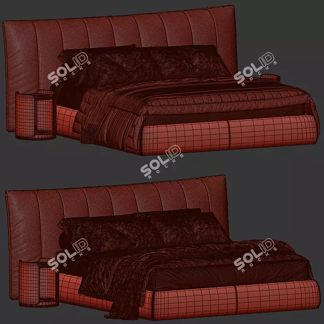 Modern Double Bed Frame 03 3D model image 6