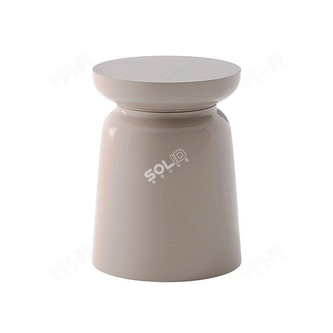 Contemporary Beige Cement Side Table 3D model image 2