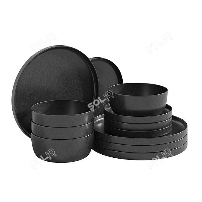 Sleek Melamine Dining Set 3D model image 1