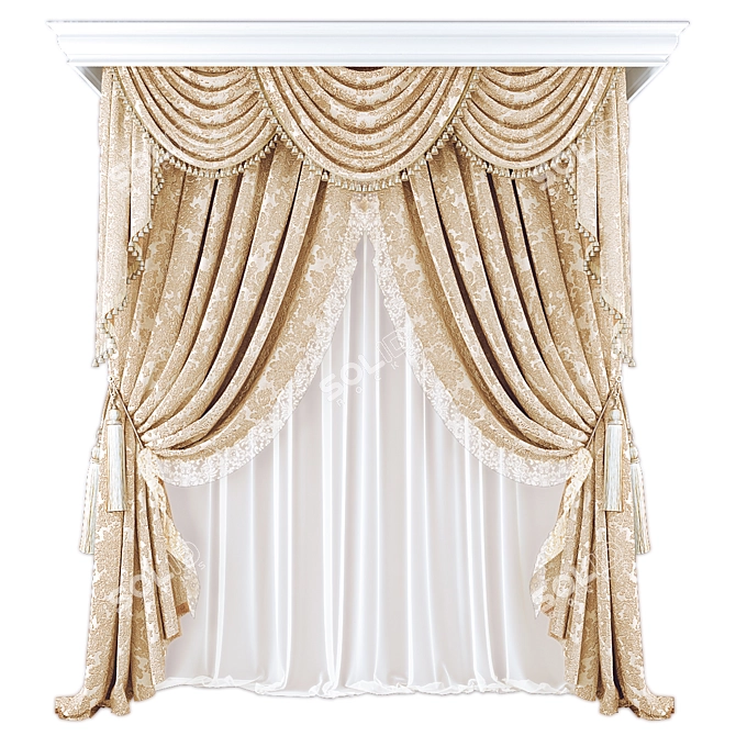 Polyester Curtain Panels Set 3D model image 1