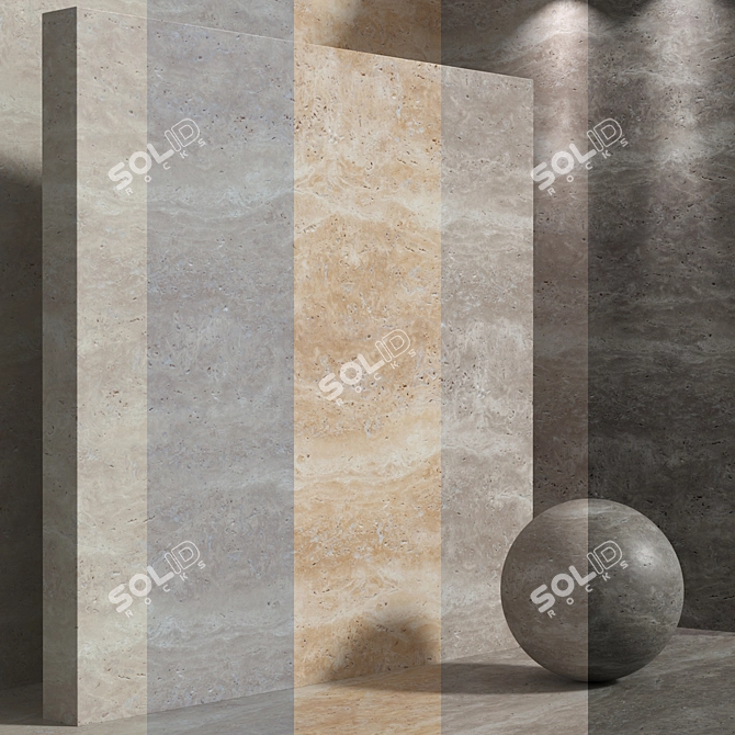  Seamless Travertine Material Set 3D model image 1