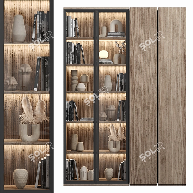 Modular Bookcase with High-Quality Textures 3D model image 1