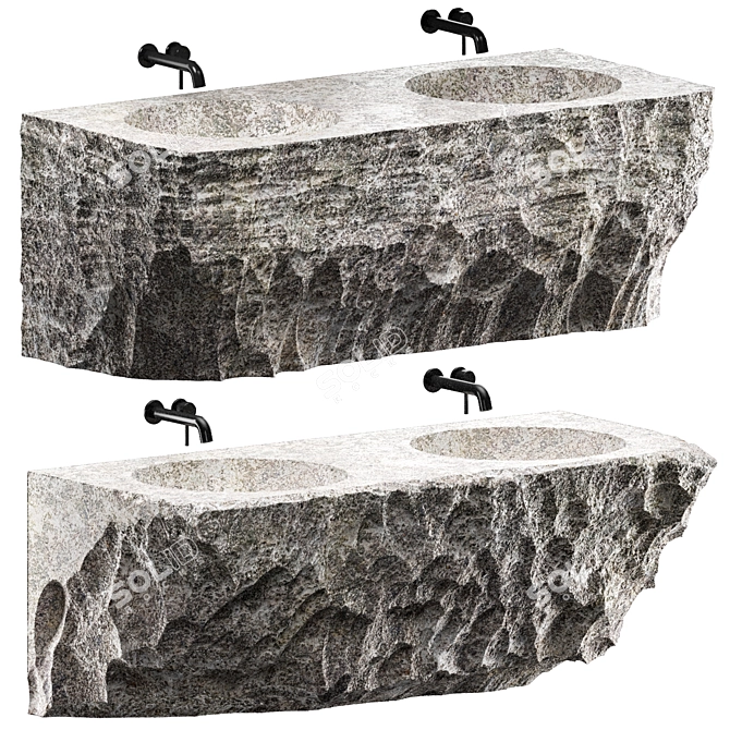 Custom Stone Wash Basin Set 3D model image 1