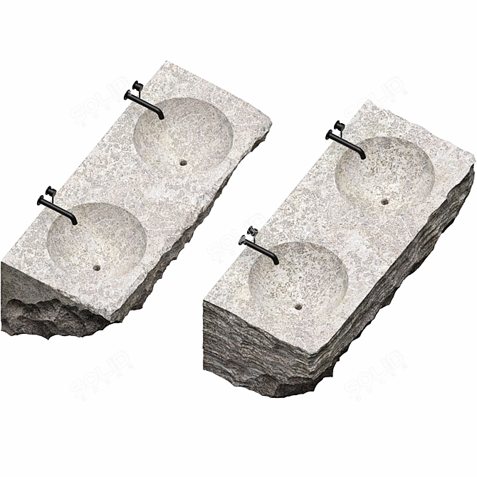 Custom Stone Wash Basin Set 3D model image 2