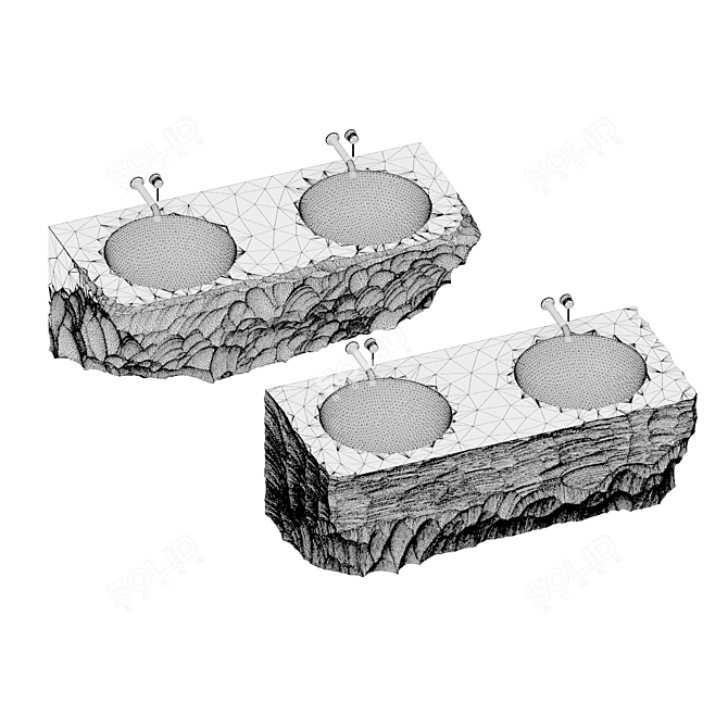 Custom Stone Wash Basin Set 3D model image 4