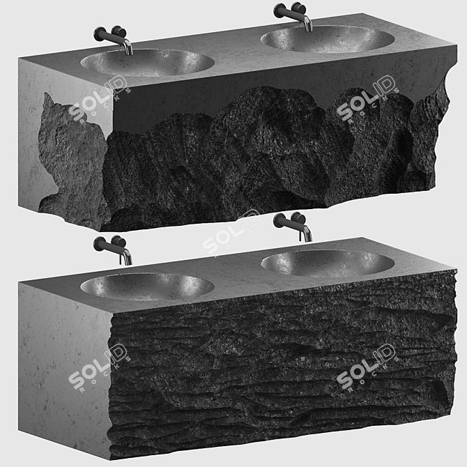  Custom Stone Wash Basin Set 3D model image 1