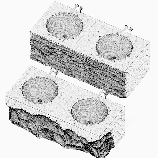  Custom Stone Wash Basin Set 3D model image 5